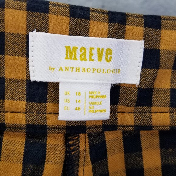 Maeve by Anthropologie Capri Pants Women's sz 14 Orange/Black Check Plaid Preppy - Picture 6 of 13